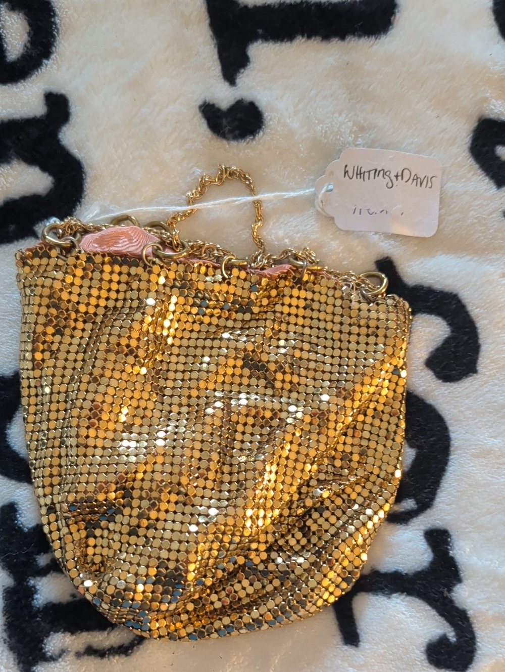 Whiting & Davis Gold Sequin Evening Chain Bag